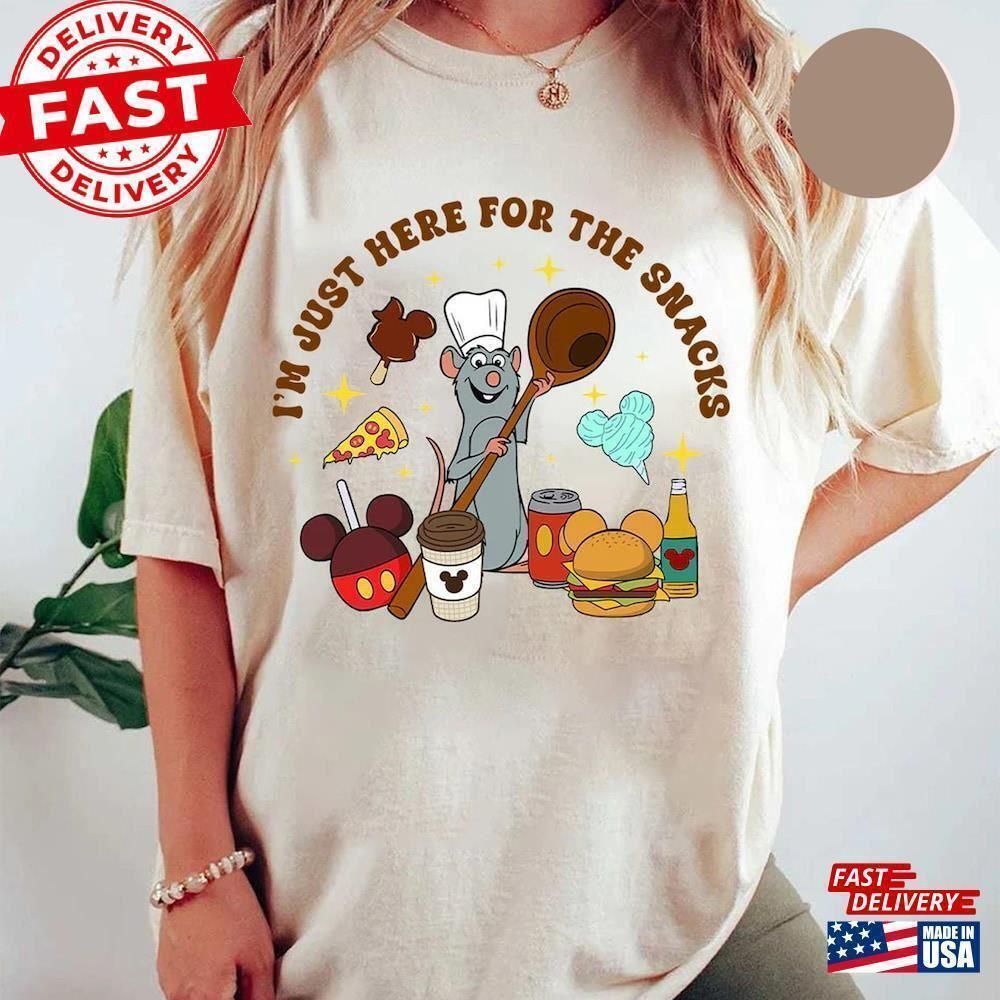 Remy Ratatouille Here For Snacks Funny Food Cartoon T-Shirt